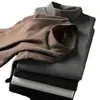 Camiseta Base Térmica de Polar por Ambos Lados para Hombre, Camiseta Térmica de Manga Larga con Forro de Polar para Otoño e Invierno, Talla Grande, Cuello Semi Alto, Top de Otoño de Moda