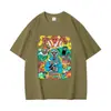 Camiseta de Manga Corta Estampada de Color Puro Cómoda y Transpirable para el Verano 2025 Nueva Tendencia Algodón Puro Cuello Redondo Pulóver Talla Grande