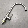 Torneira Vertical Simples para Água Fria em Aço Inoxidável Escovado Interruptor para Pia de Cozinha