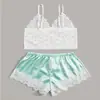 Roupa íntima sexy europeia e americana explosões sexy suspensórios de renda shorts de renda roupas femininas duas peças fonte atacado