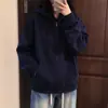 Moletom com zíper e capuz, estilo casual, coleção feminina 2026, corte solto, efeito emagrecedor, mangas compridas, forrado com fleece, cardigã preto, blusa leve