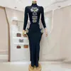 Nueva Moda Sexy para Mujer Vestido Largo de Prom Cumpleaños Alta Elasticidad Vestido Largo Negro Fiesta Celebración de Cumpleaños