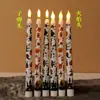 Luzes de Atmosfera de Halloween e Dia dos Namorados Transfronteiriças com Padrões Coloridos, Velas Eletrônicas em Forma de Cone com Haste Longa, Sem Chama, Controladas por Controle Remoto com Temporizador