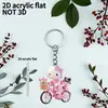 Chaveiro Acrílico Plano 2D Transfronteiriço com Hello Kitty Andando de Moto, Chaveiro Prático, Bonito e Inovador