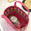 Cesta de Presente para Celebridade da Internet Presente de Acompanhamento Cesta de Presente para Lua Cheia Bolsa de Praia Cor Tecido Multicolorido Fita de Embalagem Bolsa Cesta Tecida
