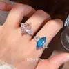 Anel Simples de Ródio com Zircônia em Formato de Losango Estilo Coreano Ins Nicho de Alta Qualidade Exquisito Versátil Anel para Dedo Indicador Personalidade Retrô Joia para Mão
