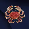 Broche de Caranguejo Grande Totalmente Cravejado Retro Europeu e Americano para Mulheres, Broche de Animal Exagerado Versátil com Alfinete de Design Criativo