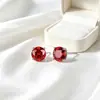 Pendientes de cobre con circonita cúbica de colores, de cuatro garras, geométricos, redondos, para uso diario, para mujer