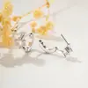 Pendientes Aro para Perforación de Oreja de Aguja Recta con Zirconia de Seis Garras, Diseño Minimalista de Nicho Estilo Coreano, Joyería para Perforaciones Hensen
