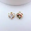 Colgante de Cobre Chapado en Oro con Microincrustaciones de Circonita de Colores en Forma de Corazón Charms para Pendientes Collares Joyería Materiales Hechos a Mano