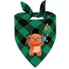 Bufanda de Saliva Navideña para Mascotas Bufanda Triangular Bufanda para Gato Cuadros Rojos Cuadros Verdes Bufanda Triangular Impresa Personalizada Fabricante Transfronterizo