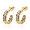 Pendientes de acero inoxidable de suministro directo transfronterizo europeo y americano para mujer, diseño de nicho con incrustaciones de oro de 18 quilates y piedra brillante, pendientes personalizados