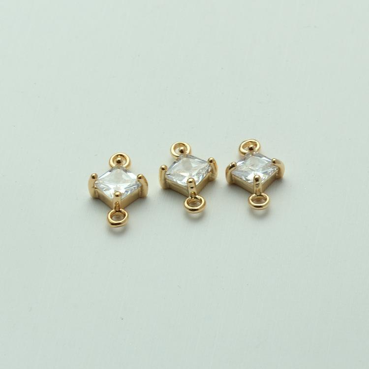 双吊环方形锆石吊坠03