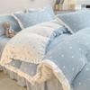 Coral Milk Velvet Bed Quatro peças Inverno engrossado princesa renda colcha capa rosa inverno forrado com lã lençol