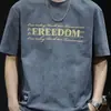 Nueva Camiseta de Manga Corta Estilo Americano para Hombre Verano 2025, Marca de Tendencia, Camiseta Casual Holgada de Manga Media Delgada para Hombre
