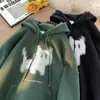 Moletom com Capuz Estampa de Gato para Homens, Primavera e Outono, Estilo Americano, Forrado com Fleece, Jaqueta Pesada, Marca da Moda, Oversized, Moda Outono Retrô, Novo Modelo
