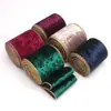 Cinta de Terciopelo de 10 cm de Ancho, Cara Única con Fondo Dorado, Hecha a Mano para Manualidades, Lazo Decorativo para Fondo de Árbol de Navidad, 10 Yardas/Rollo en Stock