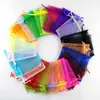 Bolsas de Malla de Organza de Color Sólido con Cordón Bolsas de Regalo Bolsas para Dulces Bolsas para Empaque de Muestras Cosméticas Al Por Mayor en Stock