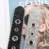Cinturón ancho decorativo de alta gama para mujer, estilo europeo y americano, con lentejuelas y diseño versátil, color negro y plateado.