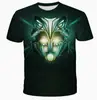 Comercio exterior transfronterizo 2025 nuevo y popular cabeza de lobo impresión digital 3D moda casual holgado top de manga corta caliente