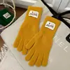 Guantes de Invierno para Mujer Pantalla Táctil Sin Dedos Color Sólido Cálidos Tejidos Largos Resistentes al Viento de Cinco Dedos Ciclismo Estilo Coreano Modernos Pareja Versátiles