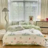 Juego de cuatro piezas de algodón con estampado de aloe vera 2026, juego de tres piezas para dormitorio de estudiante, sábana individual y funda de edredón