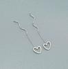 Pendientes de plata de ley S925 con forma de corazón para mujer, estilo coreano, elegantes y combinables, con ondas.