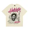 Camiseta Casual Retro de Manga Curta Unissex Estampa Pesada Estrela do Inferno High Street Americana Tendência 2025