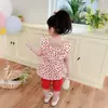 Conjunto de Ropa de Verano para Niñas de Comercio Exterior, Vestido sin Mangas, Camiseta sin Mangas para Bebé Niña, Ropa con Estampado de Lunares por Todas Partes, Conjunto de Dos Piezas al por Mayor