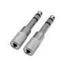 Adaptador de 6.5 a 3.5 niquelado para micrófono y audífono largo, orificio hembra de 3.5 mm a conector macho de 6.35, pequeño a grande