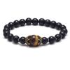 Pulsera Clásica Transfronteriza Europea y Americana Estilo Punk Ojo de Tigre Piedra Volcánica Piedra Mapa Pulsera para Hombre Corona Pulsera Elástica
