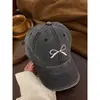Gorra de Béisbol Bordada con Lazo Color Limón para Mujer, Nuevo Estilo Primavera 2024, Lavada Vintage Retro Americano, Gorra de Visera Amplia para Proteger el Rostro