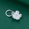 Plata de Ley S925 Colgante Flor de Durazno Pulsera de Cristal Charm Accesorios de Cuerda Trenzada para Mujer Accesorios de Joyería con Cuentas DIY Flor de Durazno