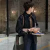 Chaqueta de Cuero Retro Estilo Coreano Primavera y Otoño 2026 Chaqueta de Cuero Marrón de Alta Gama con Solapa Chaqueta Camisa de Cuero Simple