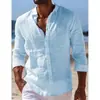 Camisa de Botones Independiente para Hombre Verano Manga Larga Color Sólido Cuello Solapa Transfronteriza Primavera y Verano Fuera de Temporada Casual Diaria Camisa de Hombre