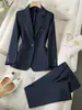 En Stock 2026 Nuevo Conjunto de Traje para Mujer para el Trabajo, Moderno Casual Estilo Europeo y Americano, Chaqueta y Pantalones de Dos Piezas de Corte Entallado