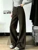 Jeans anchos de pierna con estampado de leopardo de estilo americano moderno para mujer, colección primavera/otoño 2026, de cintura alta, adelgazantes, corte holgado, pierna recta, pantalones de largo hasta el suelo