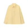 Para Estilo Europeo y Americano 2025 Otoño Moda Femenina Casual Retro Simple Bolsillo Chaqueta Camisa Top en Stock para Venta Transfronteriza