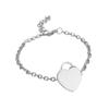 Pulseira de Aço Titânio Simples da Moda Mais Vendida com Padrão de Texto de Coração Cortado Personalizada em Aço Inoxidável 304 para Exportação