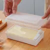 Crisper de Mantequilla de Cocina Caja de Almacenamiento Sellada Queso Cortador de Queso con Tapa Caja de Almacenamiento para Refrigerador Dividida en Piezas