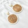 Pendientes de rafia de color a la moda para mujer, diseño de nicho, temperamento de alto sentido, pendientes exagerados con aguja plateada, venta al por mayor de moda