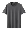 Camiseta de Malha Ice-Wrinkle de Nylon Sem Costura Gola Redonda Respirável Nova de Verão Solta Casual Versátil Esportiva Manga Curta 00