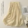Falda de verano estilo artístico y vintage, de cintura alta, corte A, con intrincado bordado, detalle de lazo, efecto adelgazante, cintura elástica y una silueta suelta y fluida