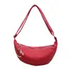 Bolso Bandolera Simple Forma de Media Luna Otoño Temprano Correa de Hombro Ajustable Accesorios con Dijes Gran Capacidad Suave Bolso de Hombro Único Para Viajes