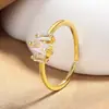 Anel Ajustável Irregular Escalonado com Pedras de Açúcar e Diamantes para Mulheres, Design de Nicho, Estilo Minimalista Ins, Anel Empilhável Versátil