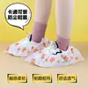 Funda para zapatos desechable de tela no tejida, gruesa y con estampado de dibujos animados, antideslizante, resistente al desgaste, impermeable, para interiores, con diseño de conejo