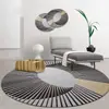 Tapete Simples de Luxo Leve para Sala de Estar Tapete de Chão Estampado para Sala de Estudo Tapete Redondo com Linha Dourada Tapete Antiderrapante Almofada para Cadeira Suspensa Cadeira de Balanço