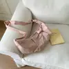 Bolsa Transversal de Nylon de Grande Capacidade Estilo Coreano para Mulheres Verão 2025 Versátil Moda Literária Casual Bolsa de Ombro Bolinho