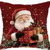Funda de Cojín Decorativo Papá Noel Muñeco de Nieve Reno Impresa por un Lado para Navidad Invierno Sala de Estar Sofá Dormitorio