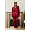 [Pijama de Navidad] Estilo de Venta Caliente Otoño e Invierno Temu Xiyin Conjunto de Pijama de Mujer a Cuadros Rojos con Solapa Ropa para el Hogar